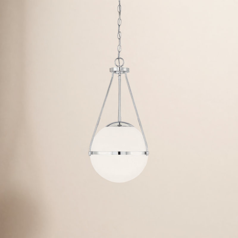 Luminaire suspendu 1 lumière Romo en chrome, Chrome