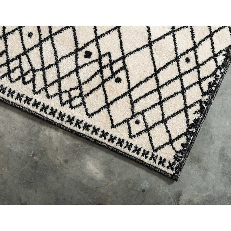 Globe géométrique Ivoire Tapis décoratif, Rectangle 5 pi x 8 pi