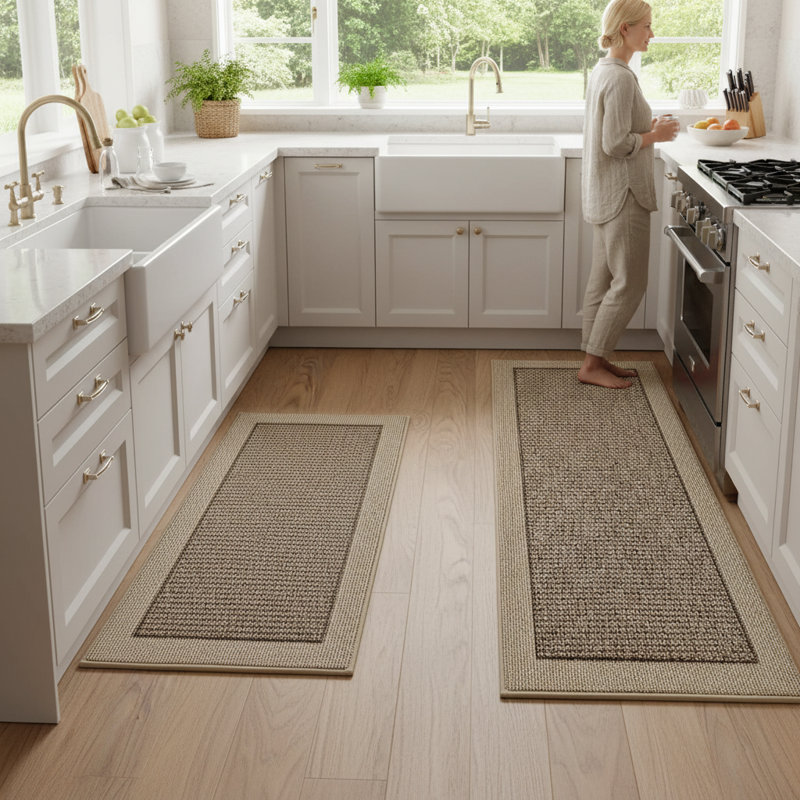 Ensemble de 2 tapis de cuisine antidérapants, absorbants et résistants aux taches, lavables 24 po x 36 po + 24 po x 60 po
