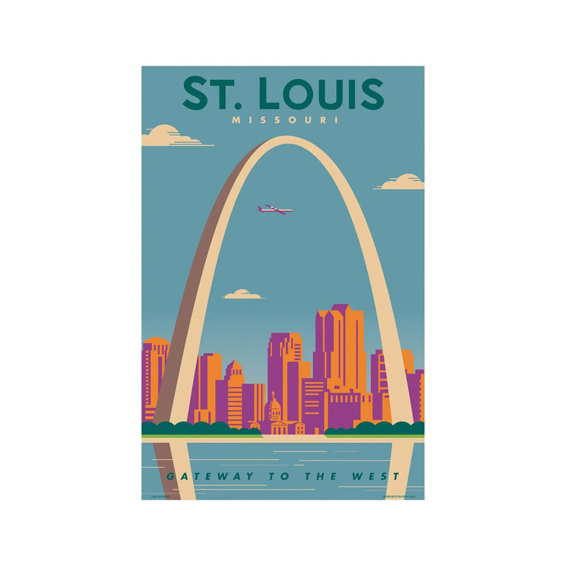 St. Louis Travel Poster 1 Piece Wrapped Canvas Wall Art, 66.04cm H x 45.72cm W x 1.905cm D