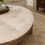 Grande table basse ronde avec repose-pieds imperméable surdimensionné à 2 niveaux avec tablette en bois et rangement en bois