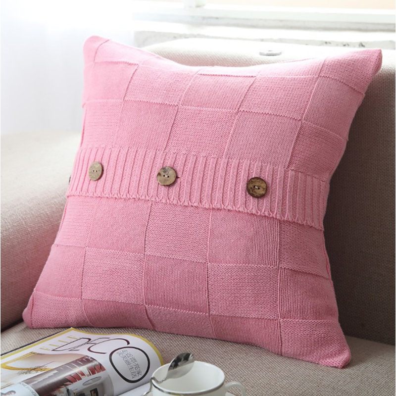 (Housse seulement) Paquet de 1 housse de coussin 100% coton, Rose