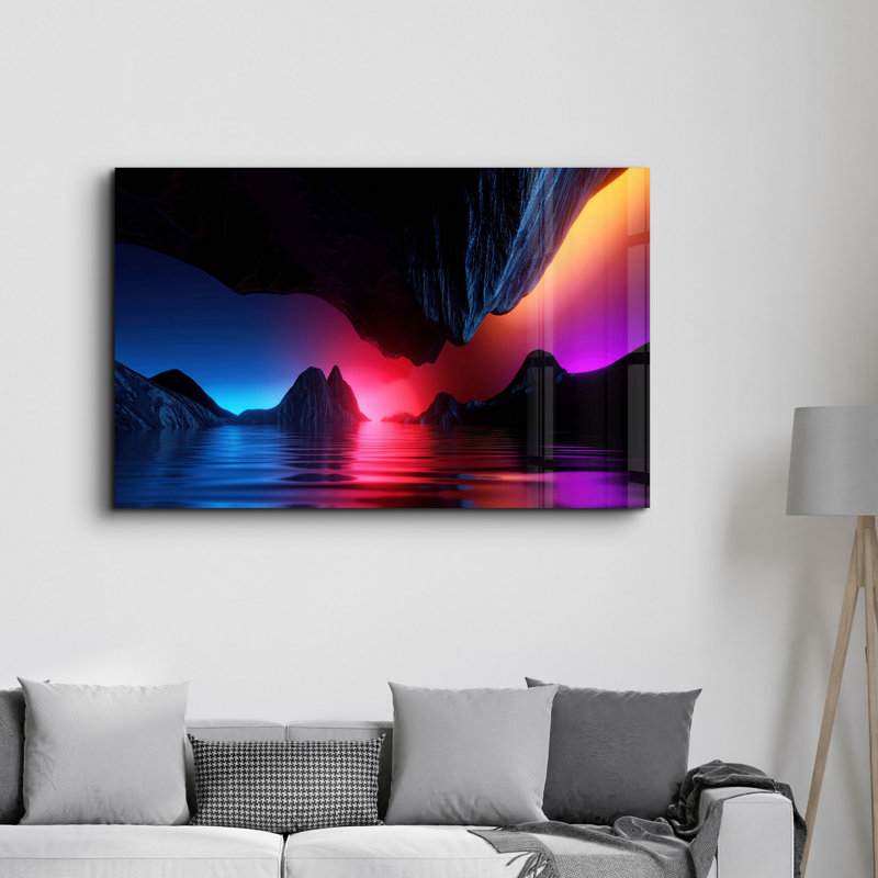 Élégante peinture murale en verre trempé de 13,8 po x 21,7 po | 100% verre trempé, épaisseur: 0,16 pouce | Imprimé UV pour des couleurs éclatantes | Parfait pour la décoration intérieure, le salon et les espaces de bureau