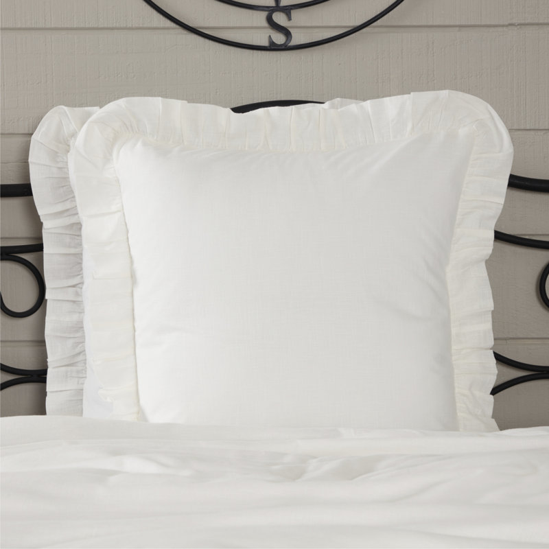 Farmhouse Ticking Gray Fabric Euro Sham, Gray Striped 1