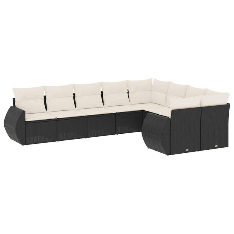 Ensemble de canapé de jardin Vidaxl noir, blanc crème