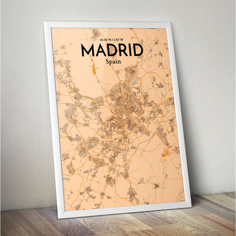 Madrid City Map - No Frame Print, 91.4cm H x 61cm W x 0.1cm D