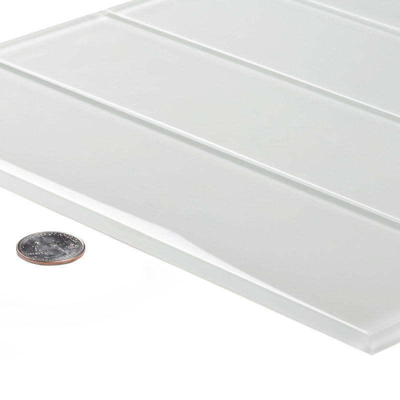 3'' x 12'' Glass Subway Wall Tile, White