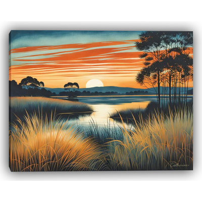 Golden Dusk Marsh - Art mural sur toile tendue