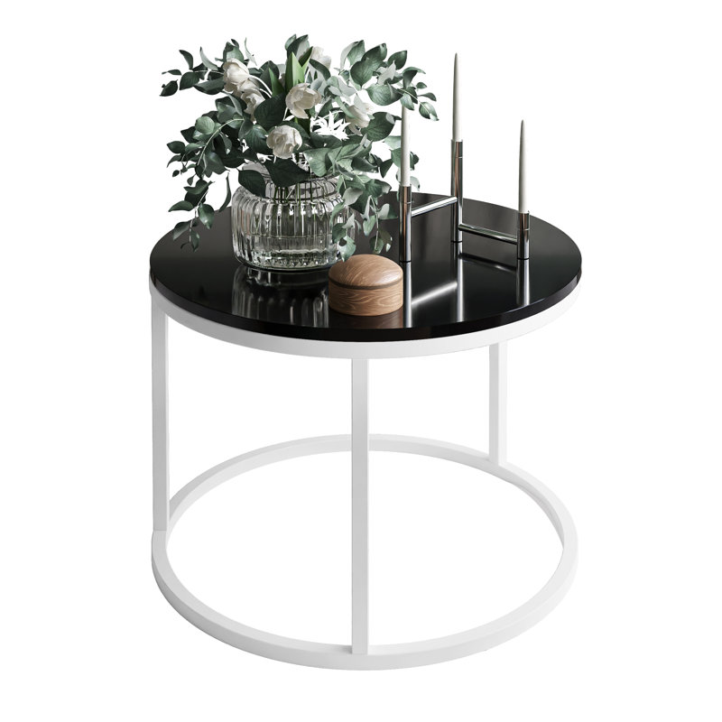 Darianna Frame Coffee Table, 42cm H x 60cm L x 60cm W, Black/White