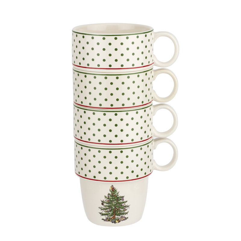 Spode Christmas Tree Polka Dot Stackable Mugs