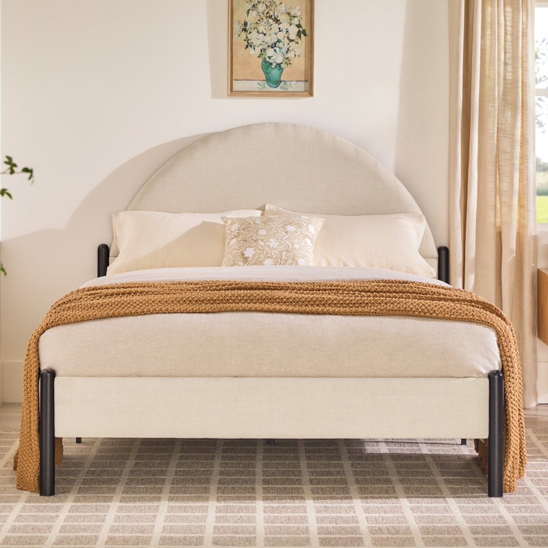 Liann Upholstered Queen Platform Bed, Oatmeal