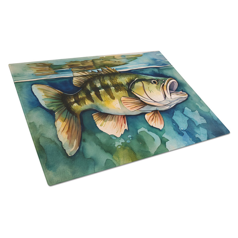 Smallmouth Bass Glass Cutting Board Large