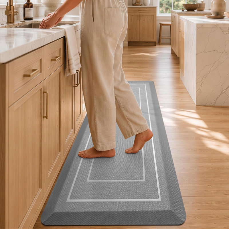 0.8"Extra Thick Anti-Fatigue Non-Slip Waterproof High Density Foam Kitchen Mat, Gray, 48"L x 20"W