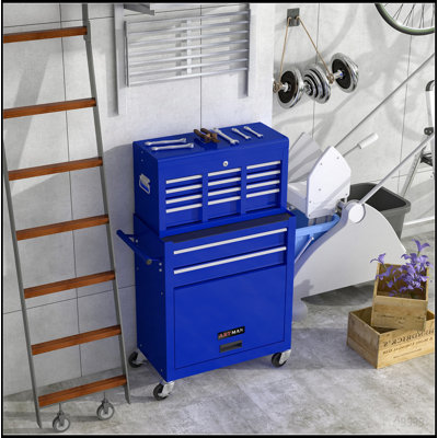 High Capacity Rolling Tool Chest with Wheels and Drawers, 8-Drawer Tool Storage Cabinet--BLUE