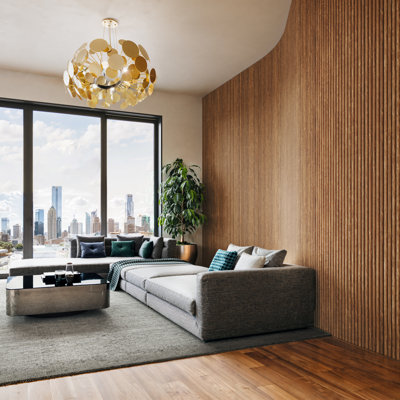 106" x 24" Flexible Fluted Semi-Circle Wood Wall Paneling, Lightweight Water-Resistant 3D Shiplap Panels for Interior Walls