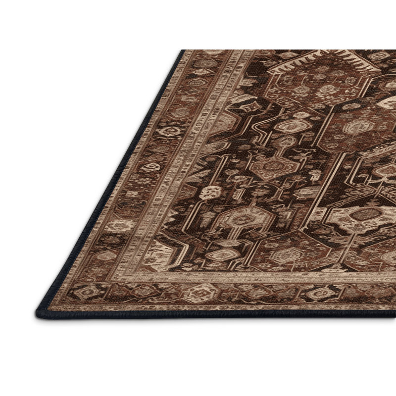 Tapis brun lavable à la machine, Rond 7 pi
