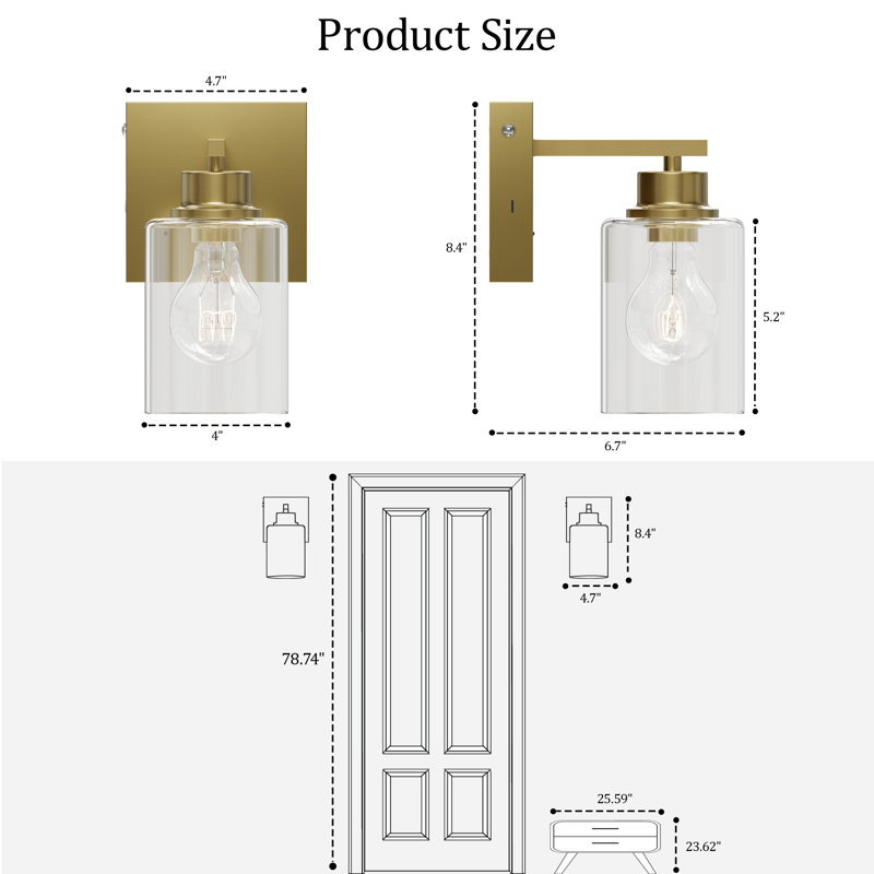 Rechargeable Iron Armed Sconce with Remote and Bulb Included, Gold