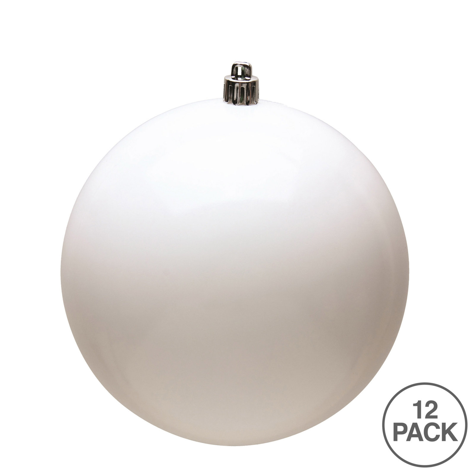 Holiday Décor Ball Ornament, White Shiny, 2.75" H x 2.75" W x 2.75" D