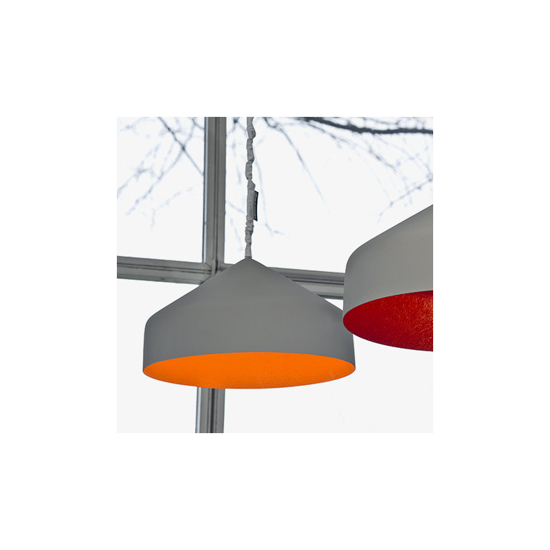 Cyrcus 1 - Light Grey Bowl Pendant, Grey/Orange