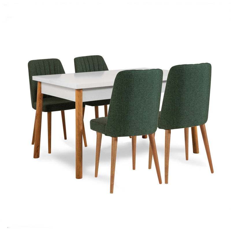 Ensemble repas pour 4 personnes Cleary, Blanc, Vert, Brun