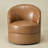 29.1'' W Top-Grain Genuine Leather Upholstered Swivel Barrel Chair-309955879