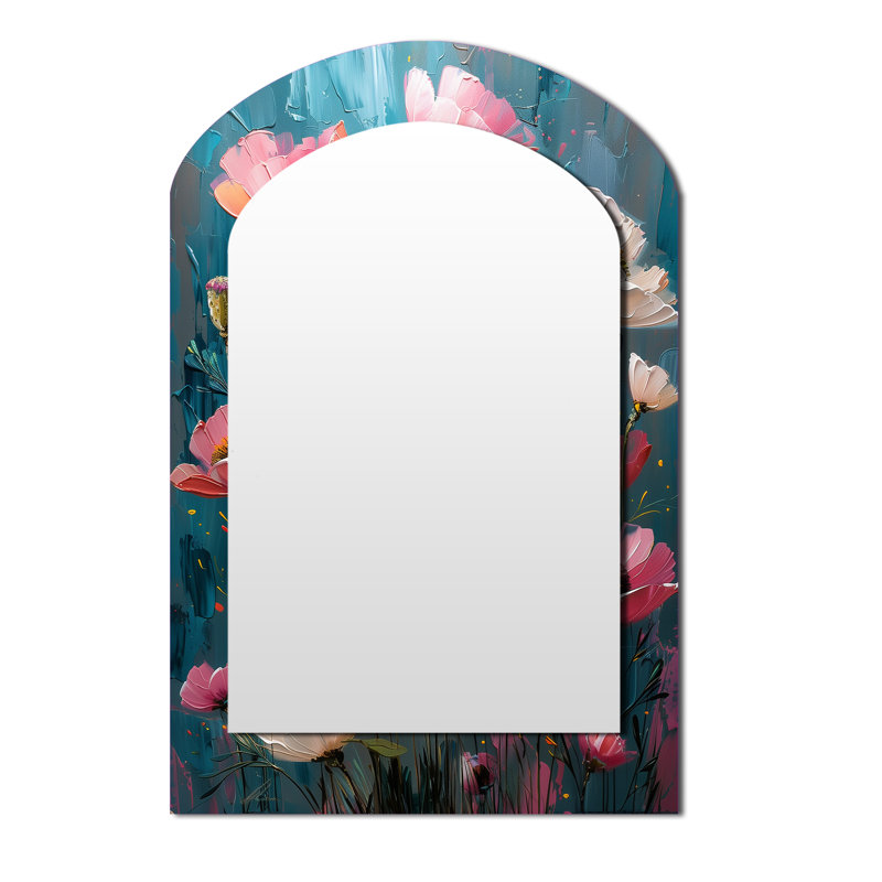 Miroir mural rose et blanc vibrant Symphony Poppies II, 43 po x 33 po