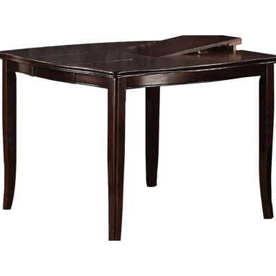 Table de salle à manger contemporaine avec plateau en bois d'hévéa et rallonge papillon