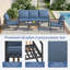 Modern Metal & Faux Rattan Slat Patio Lounge Set For Garden