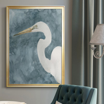 Watercolor Heron Portrait I, toile encadrée de qualité supérieure - prête à être accrochée