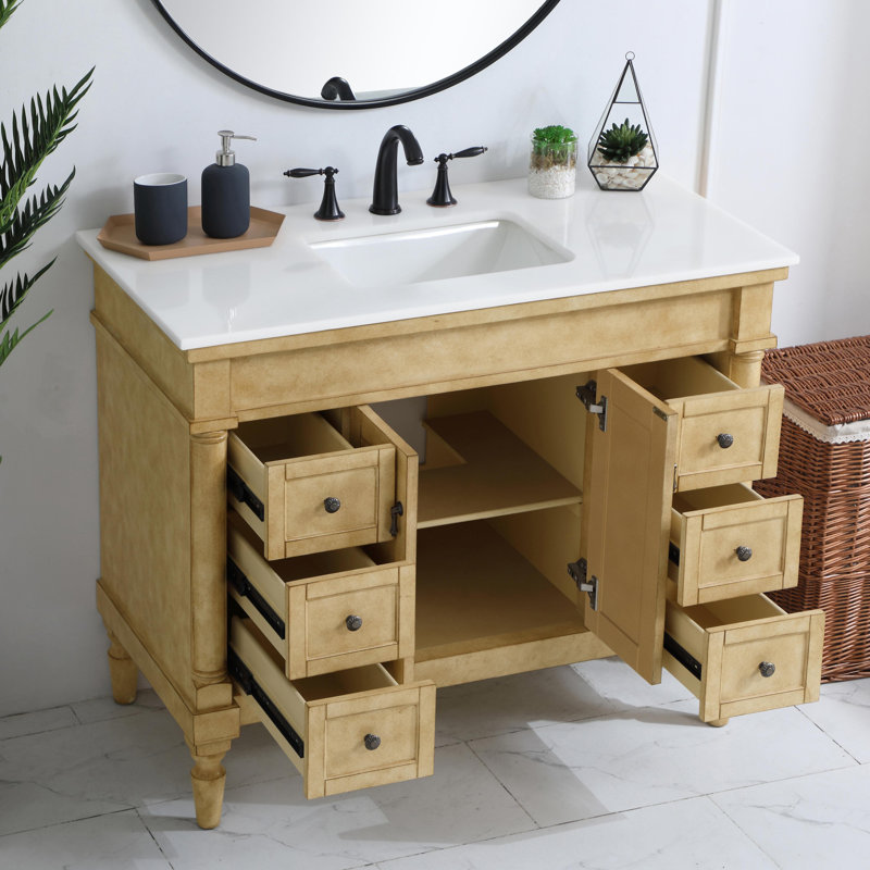 Ensemble de meuble-lavabo simple 42 po Lexington, Beige antique, Blanc Ivoire