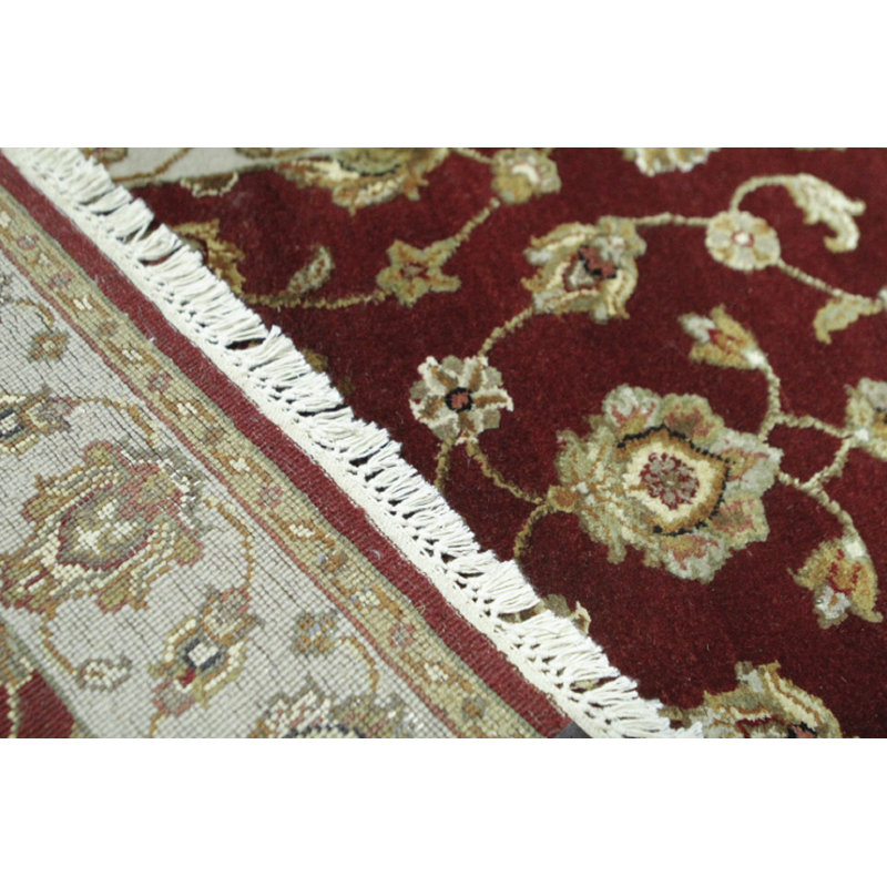 Hand-Knotted High-Quality Red and Cream Runner