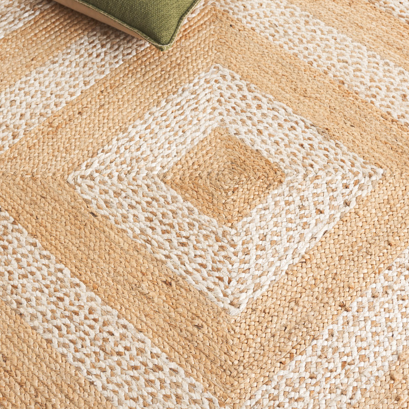 Natural Fiber Handloom Jute Geometric Rug, Rectangle 5' x 8'