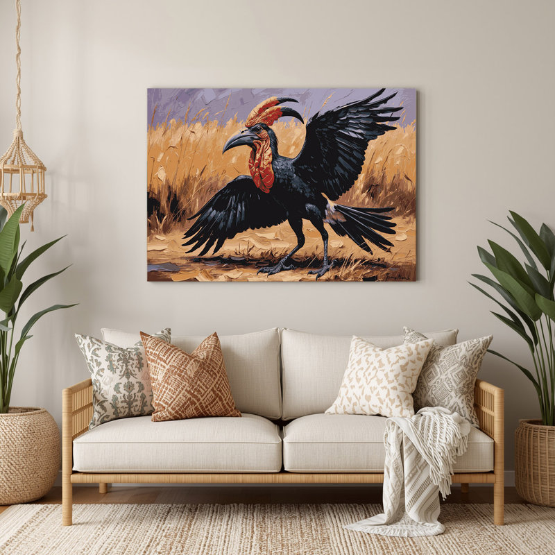 Faune, calao brun, art mural en métal, H 20 po x l 24 po