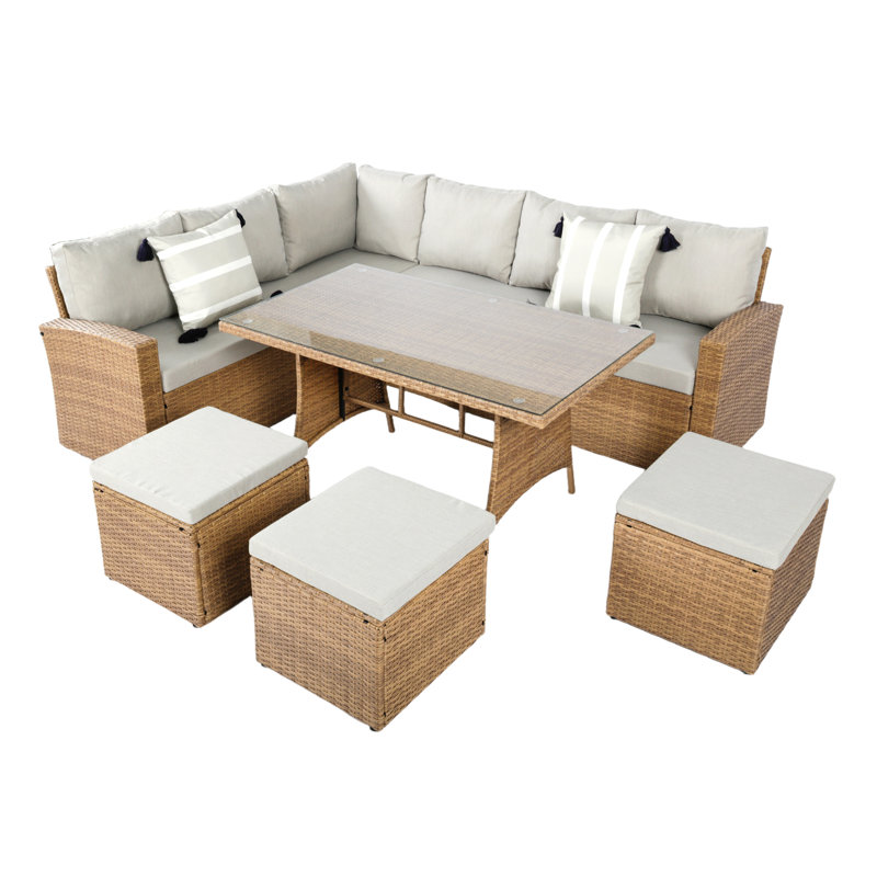 Wynnefield Corner Sofa Set, Brown, Light Grey