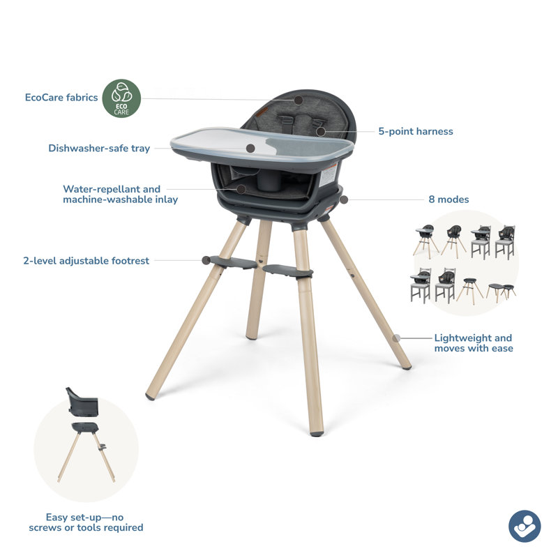 Maxi-Cosi Moa 8-in-1 High Chair, Classic Graphite