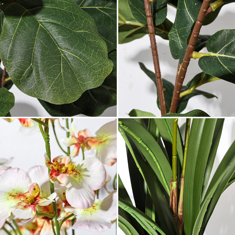 Artificial Fiddle Leaf Fig Tree with plants indoor decor home and office
