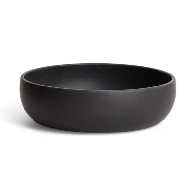 Shallow Stoneware Serving Bowl 60 oz- black
