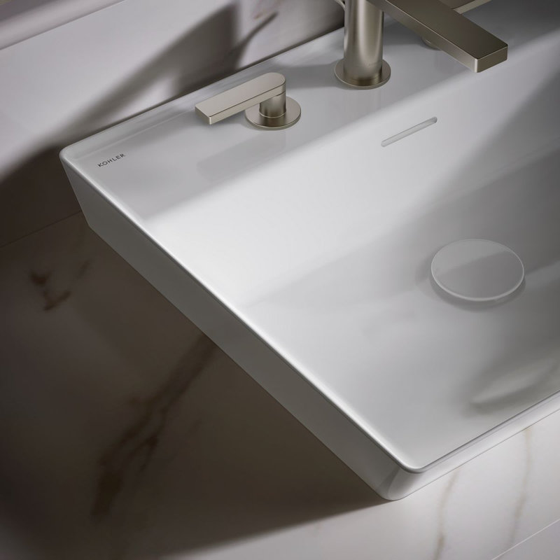 Brazn Rectangle Vessel Bathroom Sink, White, White, 4" Centers