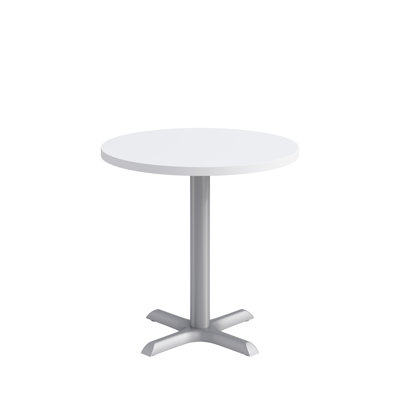 KFI Studios Proof 36" Round Pedestal Table, White Top, Black X-Base