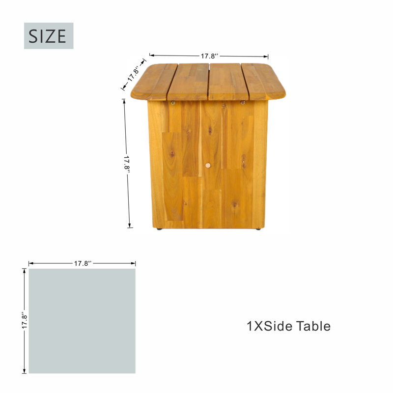 Table d'appoint carrée d'extérieur en acacia