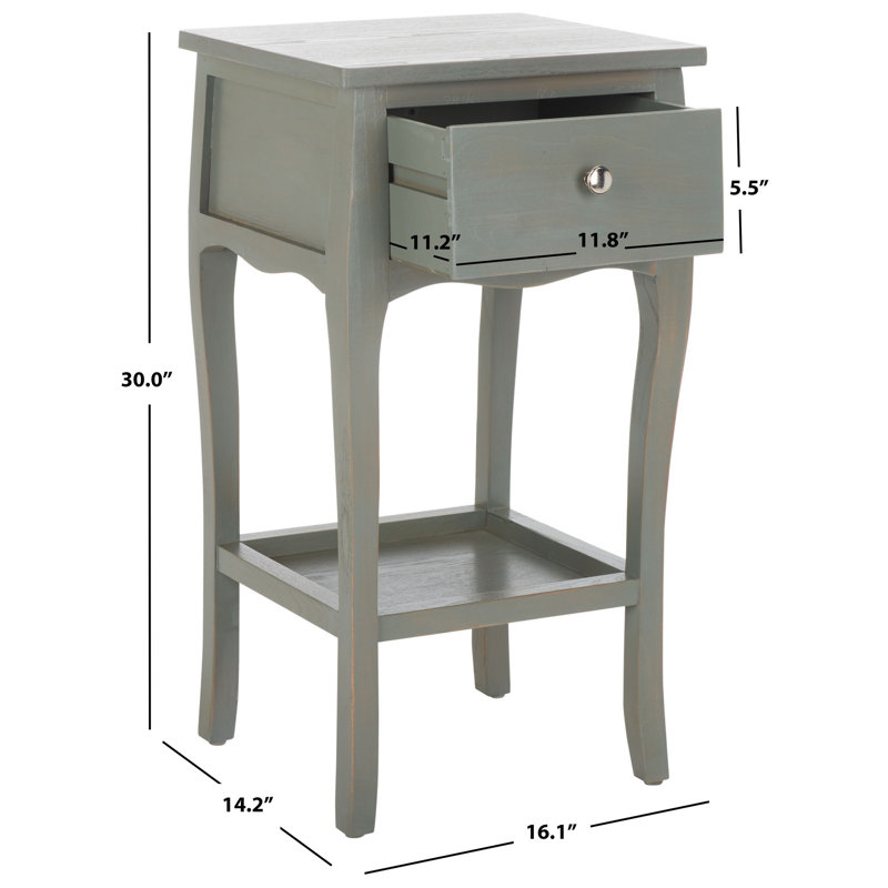 Radikha Solid Wood End Table with Storage, French Gray