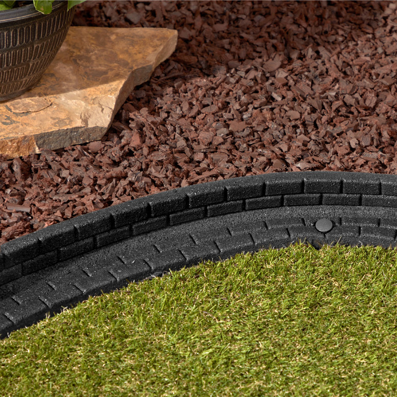 4 ft. Brickface Rubber Landscape Lawn Edging, Black