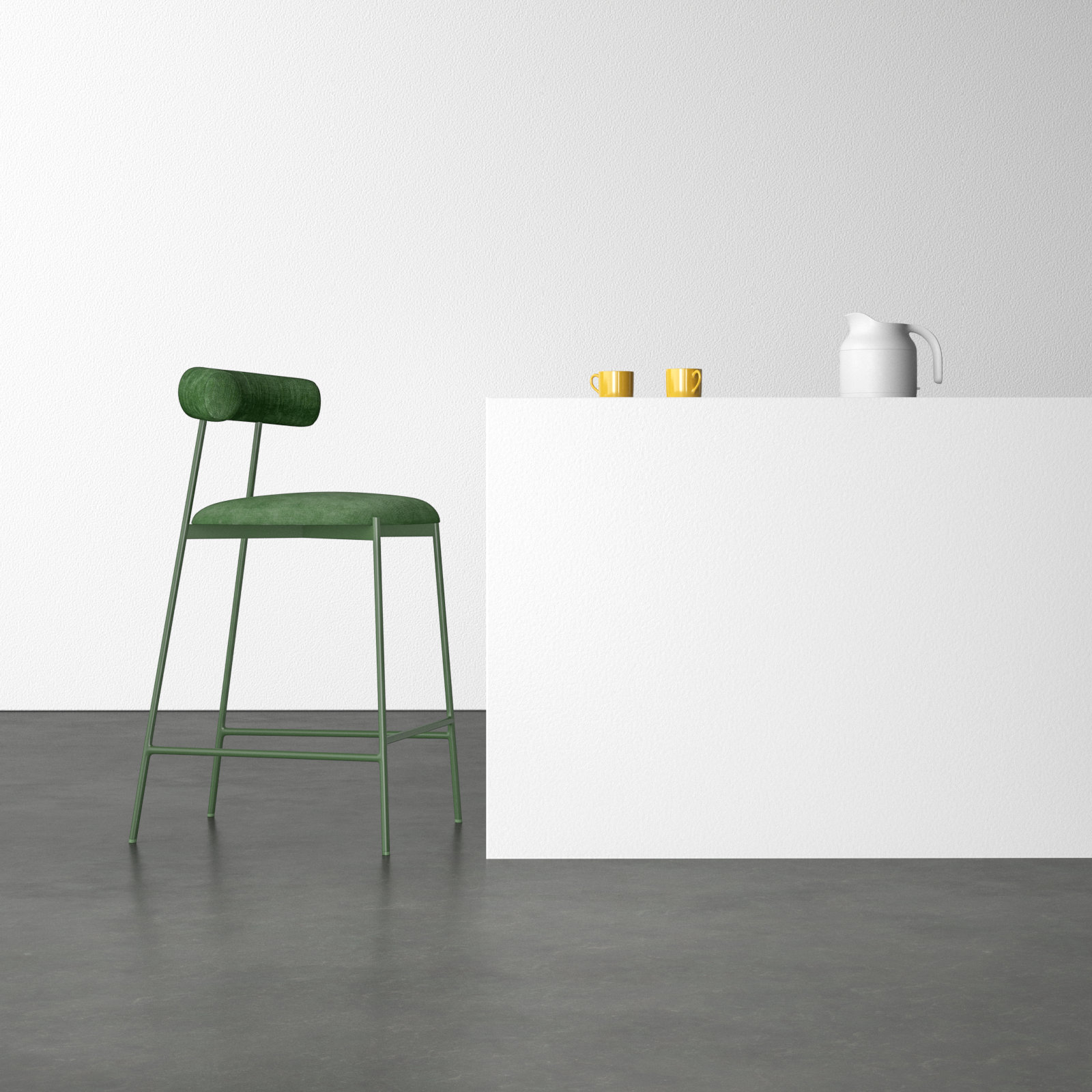Geraldina Velvet Bar & Counter Stool, Counter Stool (25.4” Seat Height), Forest Green