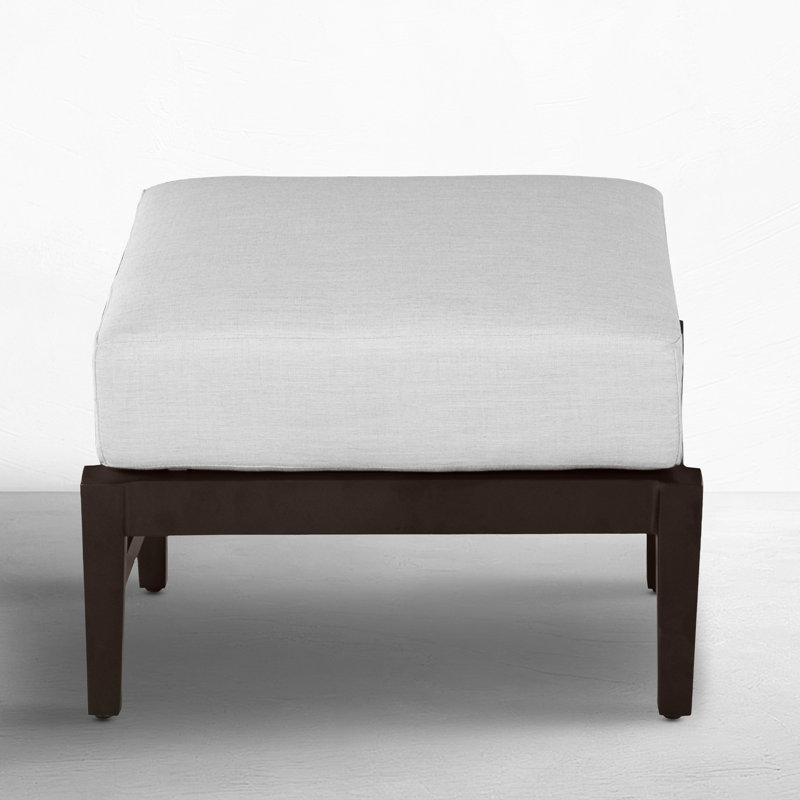 Repose-pieds d'extérieur en aluminium forgé Croquet, Welt + Standard Fill, Frond Chambray, Mahogany