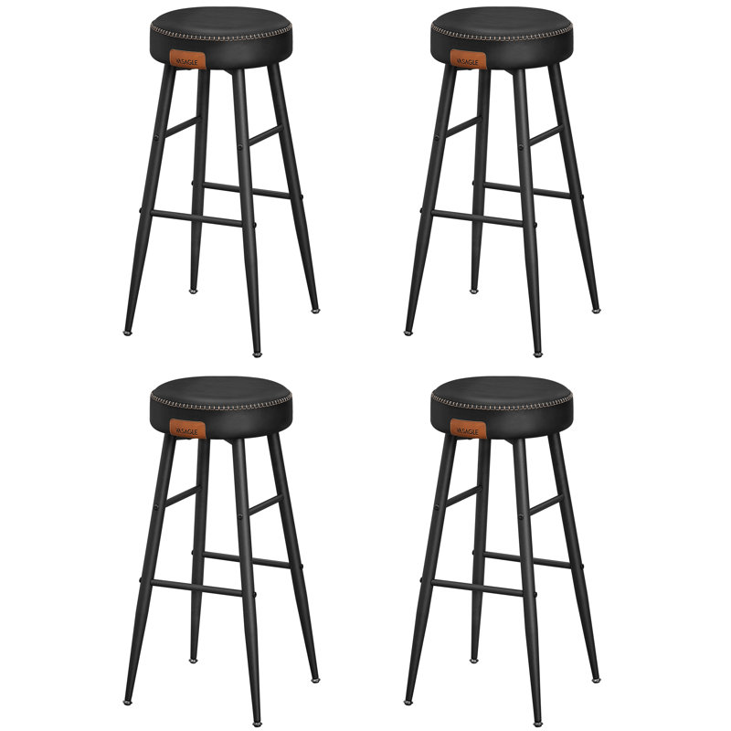 Ide Upholstered Counter Stool with Metal Frame, Ink Black, 76.2cm