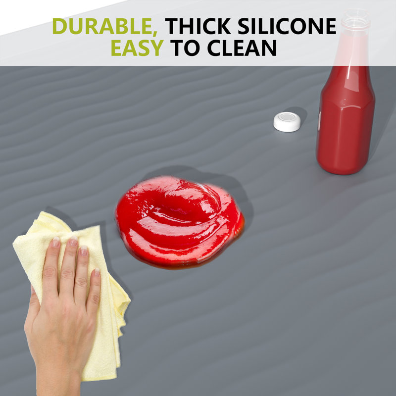 31‘’ W x 22'' D Under-Sink Silicone Tray, Waterproof & Oil-Proof Cabinet Protector Tray for Kitchen Sink