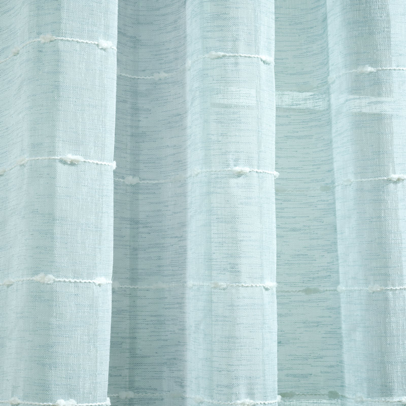 Blue Sheer Polyester Grommet Window Curtain Panels, Set of 2