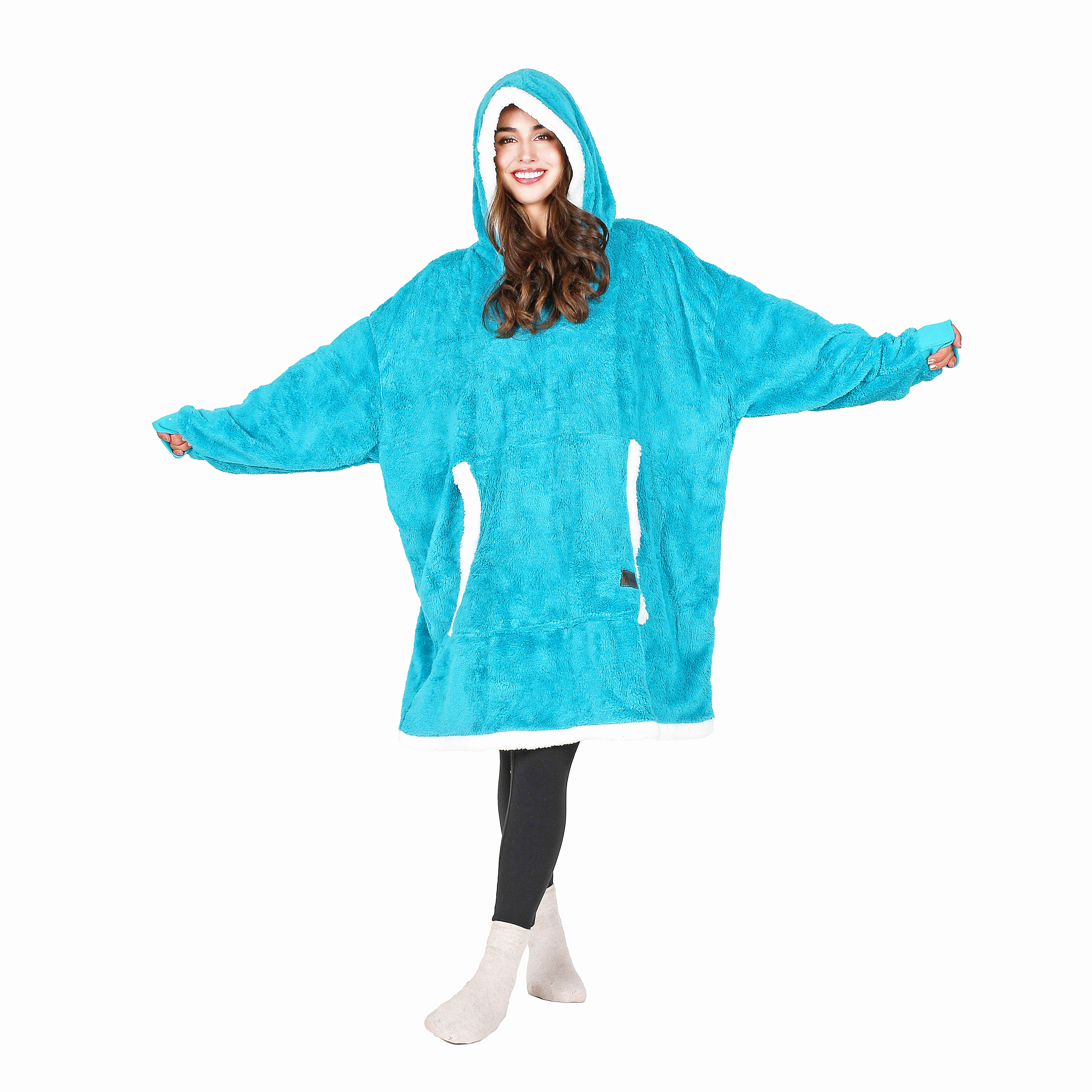Tirrinia Oversized Wearable Blanket Hoodie Sherpa Fleece for