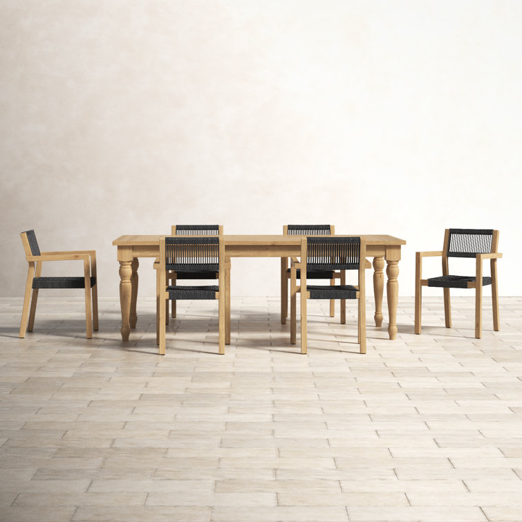 Morones Rectangular Reclaimed Teak 6 Person Indoor Outdoor Dining Set