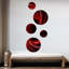 «Red Abstract Spiral Dreamscape II», ensemble d'art mural rond à spirales abstraites de 5
